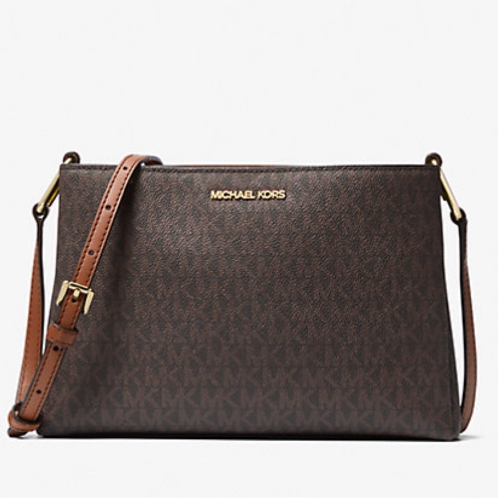 Michael Kors Tan and Gold Crossbody Bag